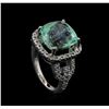 Image 4 : 10.37 ctw Emerald and Diamond Ring - 14KT White Gold