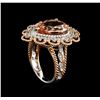 Image 4 : 14KT Two-Tone Gold 3.84 ctw Morganite and Diamond Ring