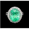Image 2 : GIA Cert 9.66 ctw Emerald and Diamond Ring - 14KT White Gold