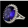 Image 1 : 14.35 ctw Tanzanite and Diamond Ring - 14KT White Gold