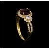 Image 4 : 14KT Yellow Gold 1.42 ctw Rubellite and Diamond Ring