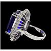 Image 3 : GIA Cert 24.59 ctw Tanzanite and Diamond Ring - 14KT White Gold