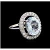 Image 1 : 3.73 ctw Aquamarine And Diamond Ring - 14KT White Gold