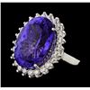 Image 1 : 18.44 ctw Tanzanite and Diamond Ring - 14KT White Gold