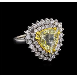 3.65 ctw Light Yellow Diamond Ring - 14KT White Gold