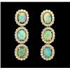 Image 1 : 14KT Yellow Gold 4.72ctw Opal and Diamond Earrings