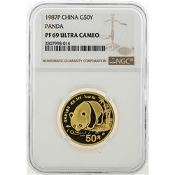 1987P China 50 Yuan Panda Gold Coin NGC PF69 Ultra Cameo