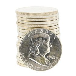 Roll of (20) 1963-D Brilliant Uncirculated Franklin Half Dollar Coins
