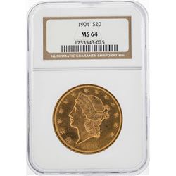 1904 $20 Liberty Head Double Eagle Gold Coin NGC MS64