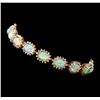 Image 2 : 14KT Rose Gold 8.41ctw Opal and Diamond Bracelet