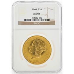 1904 $20 Liberty Head Double Eagle Gold Coin NGC MS64