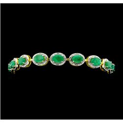 SILVER 12.22ctw Emerald and Diamond Bracelet