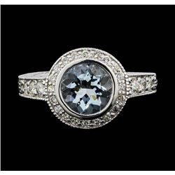 14KT White Gold 2.00ct Aquamarine and Diamond Ring