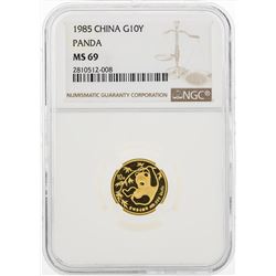 1985 10 Yuan China Gold Panda Coin NGC MS69