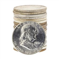 Roll of (20) 1961 Brilliant Uncirculated Franklin Half Dollar Coins