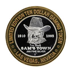 .999 Silver Sams Town Las Vegas Nevada $10 Casino Limited Edition Gaming Token