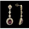 Image 2 : 14KT Yellow Gold 7.30ctw Ruby and Diamond Earrings