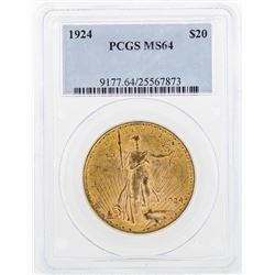 1924 $20 St. Gaudens Double Eagle Gold Coin PCGS MS64