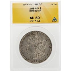 1884-S $1 Morgan Silver Dollar Coin Rim Bump AU50 Details