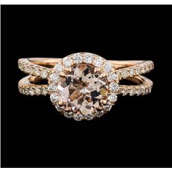 14KT Rose Gold 1.00ct Morganite and Diamond Ring