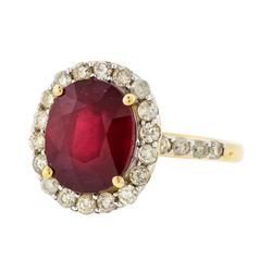 14KT Yellow Gold 5.78ct Ruby and Diamond Ring