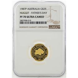 1987P $25 Australian Nugget Gold Coin NGC PF70 Ultra Cameo