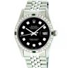 Image 1 : Rolex Mens Stainless Steel Black Diamond And Emerald Datejust Wristwatch