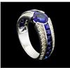 Image 4 : 14KT White Gold 2.41ctw Sapphire and Diamond Ring