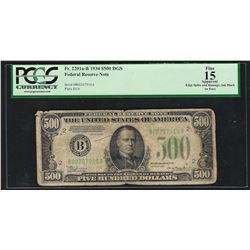 1934 $500 Federal Reserve Note New York PCGS F15 Apparent
