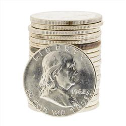Roll of (20) 1962 Brilliant Uncirculated Franklin Half Dollar Coins