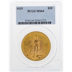 1925 $20 St. Gaudens Double Eagle Gold Coin PCGS MS64