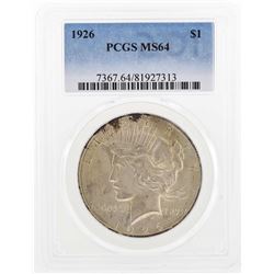 1926 $1 Peace Silver Dollar Coin PCGS MS64
