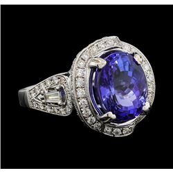 18KT White Gold 7.17ct Tanzanite and Diamond Ring