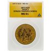 Image 1 : 1873 $20 Liberty Head Double Eagle Gold Coin ANACS MS61 Open 3
