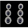 Image 1 : 14KT White Gold 20.14ctw Sapphire and Diamond Earrings