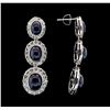 Image 2 : 14KT White Gold 20.14ctw Sapphire and Diamond Earrings