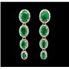 Image 1 : 14KT Yellow Gold 5.08ctw Emerald and Diamond Earrings