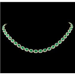 14KT Yellow Gold 18.13ctw Emerald and Diamond Necklace