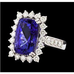 Platinum 7.64ct Tanzanite and Diamond Ring