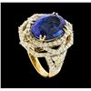 Image 4 : 14KT Yellow Gold 7.23ct Tanzanite and Diamond Ring