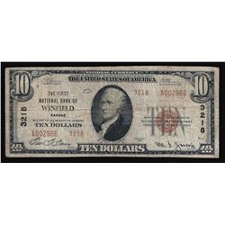1929 $10 The First National Bank Winfield Kansas National Currency Note