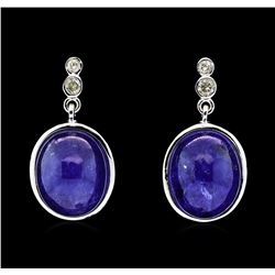 SILVER 13.83ctw Tanzanite and Diamond Earrings