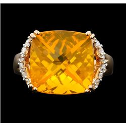 14KT White Gold 7.02ct Fire Opal and Diamond Ring