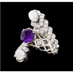 14KT White Gold 4.36ct Amethyst and Diamond Ring