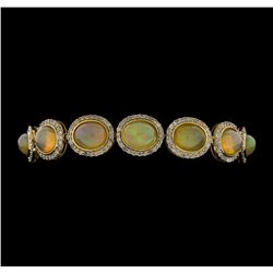 14KT Yellow Gold 17.95ctw Opal and Diamond Bracelet