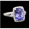 Image 2 : 18KT White Gold 4.28ct Tanzanite and Diamond Ring