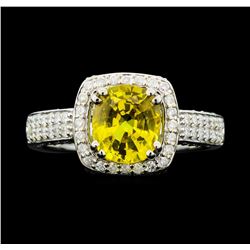 18KT White Gold 2.11ct Yellow Sapphire and Diamond Ring
