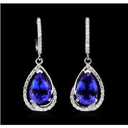 Platinum 8.17ctw Tanzanite and Diamond Earrings