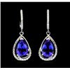 Image 1 : Platinum 8.17ctw Tanzanite and Diamond Earrings