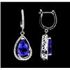 Image 2 : Platinum 8.17ctw Tanzanite and Diamond Earrings